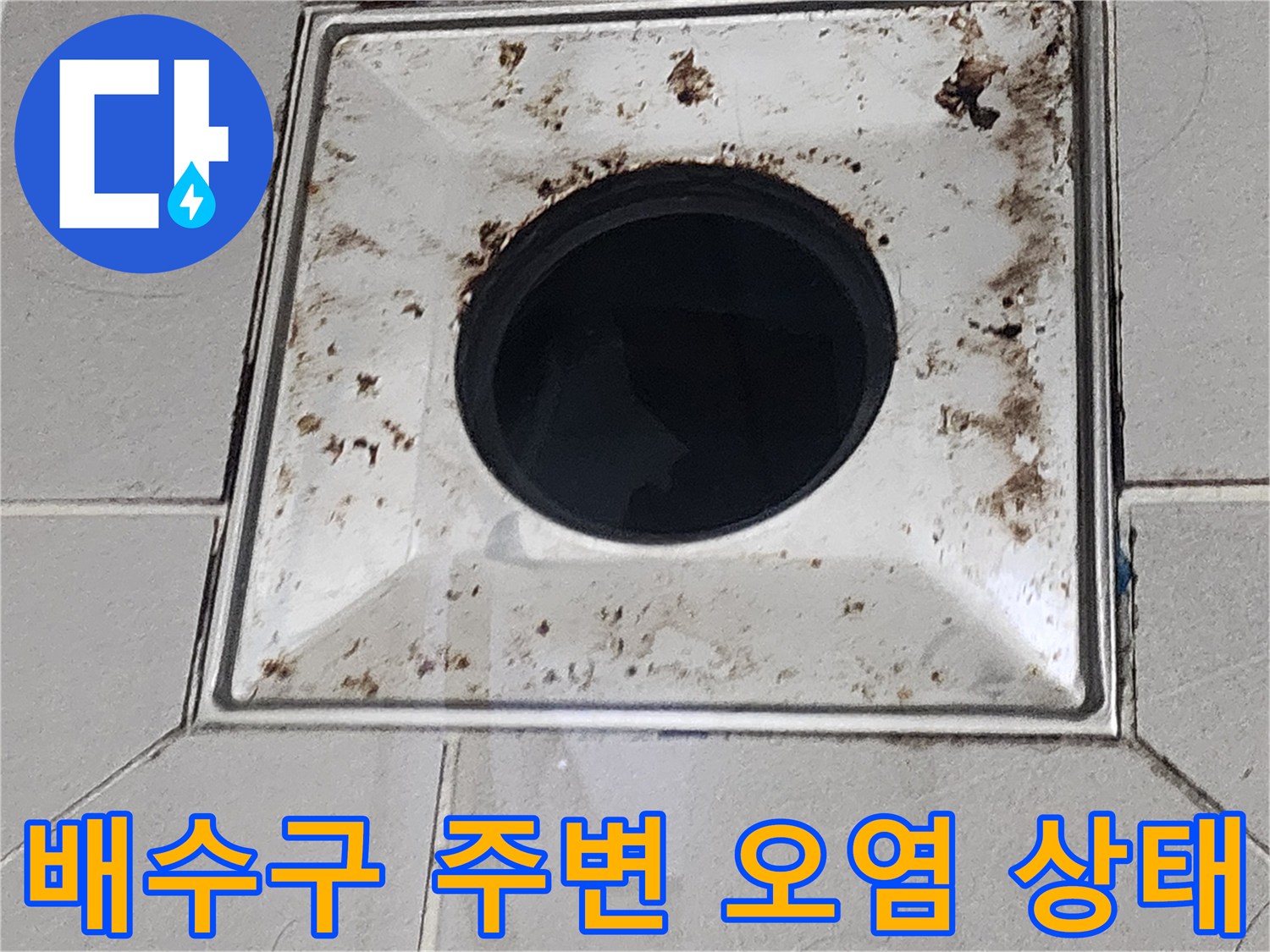 욕실-배수구-유가-주변의-이물질과-오염된-상태