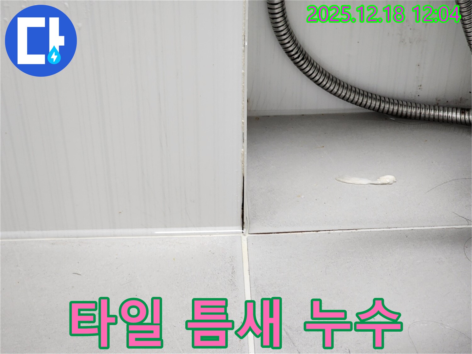 포천 영북면 욕실 타일 틈새 누수 - 누수탐지 전문가가 꼼꼼한 시공으로 누수를 해결하는 현장입니다.