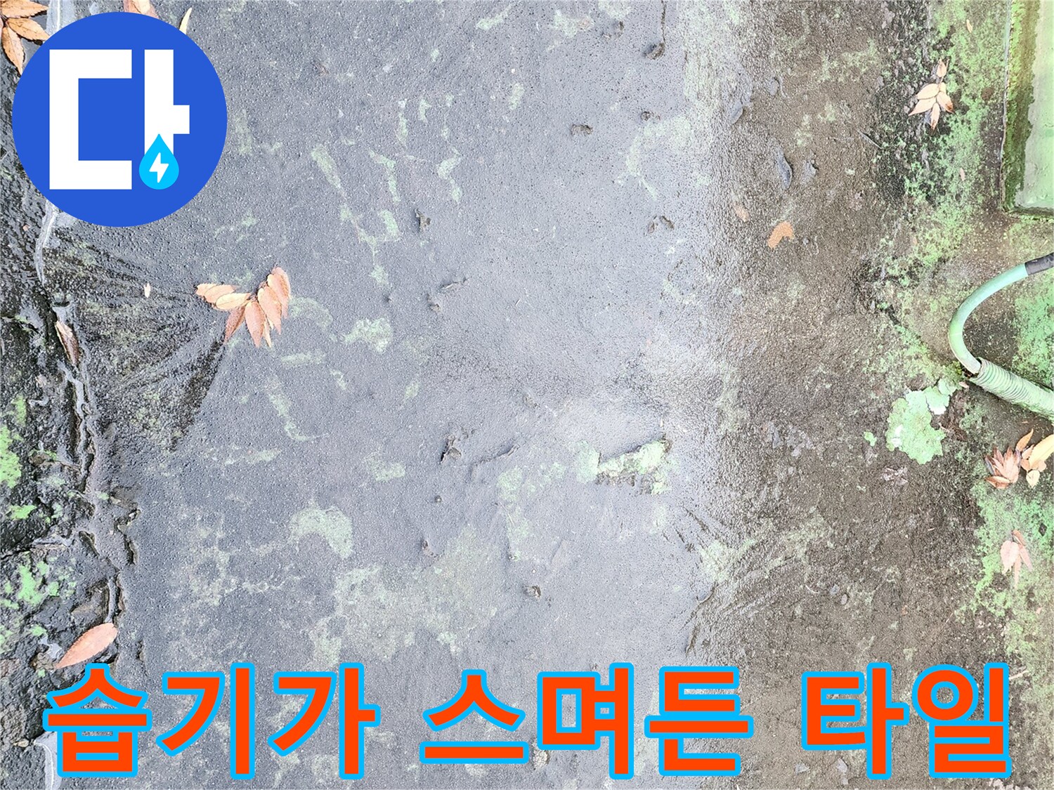 중계동 현장-물샘으로 인해 젖어있는 바닥과 벽면 경계
