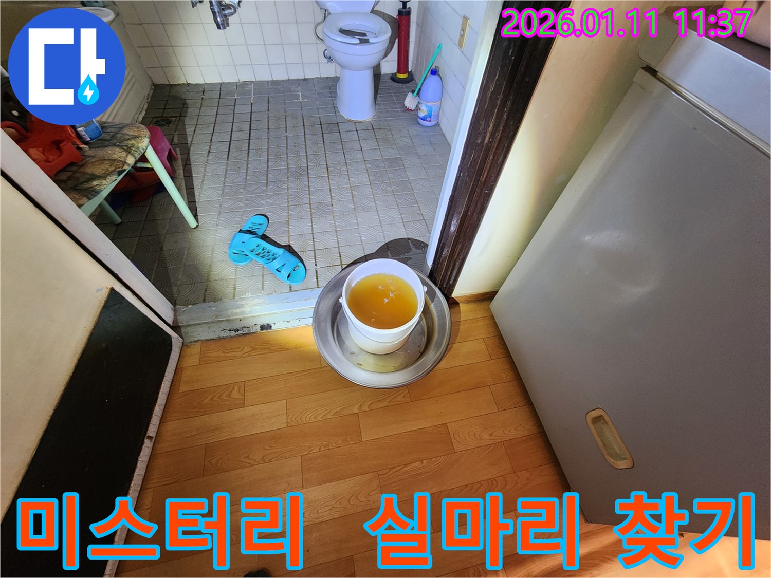 송파구 석촌동 미스터리 누수 - 양동이 설치 후 해결 실마리 찾기
