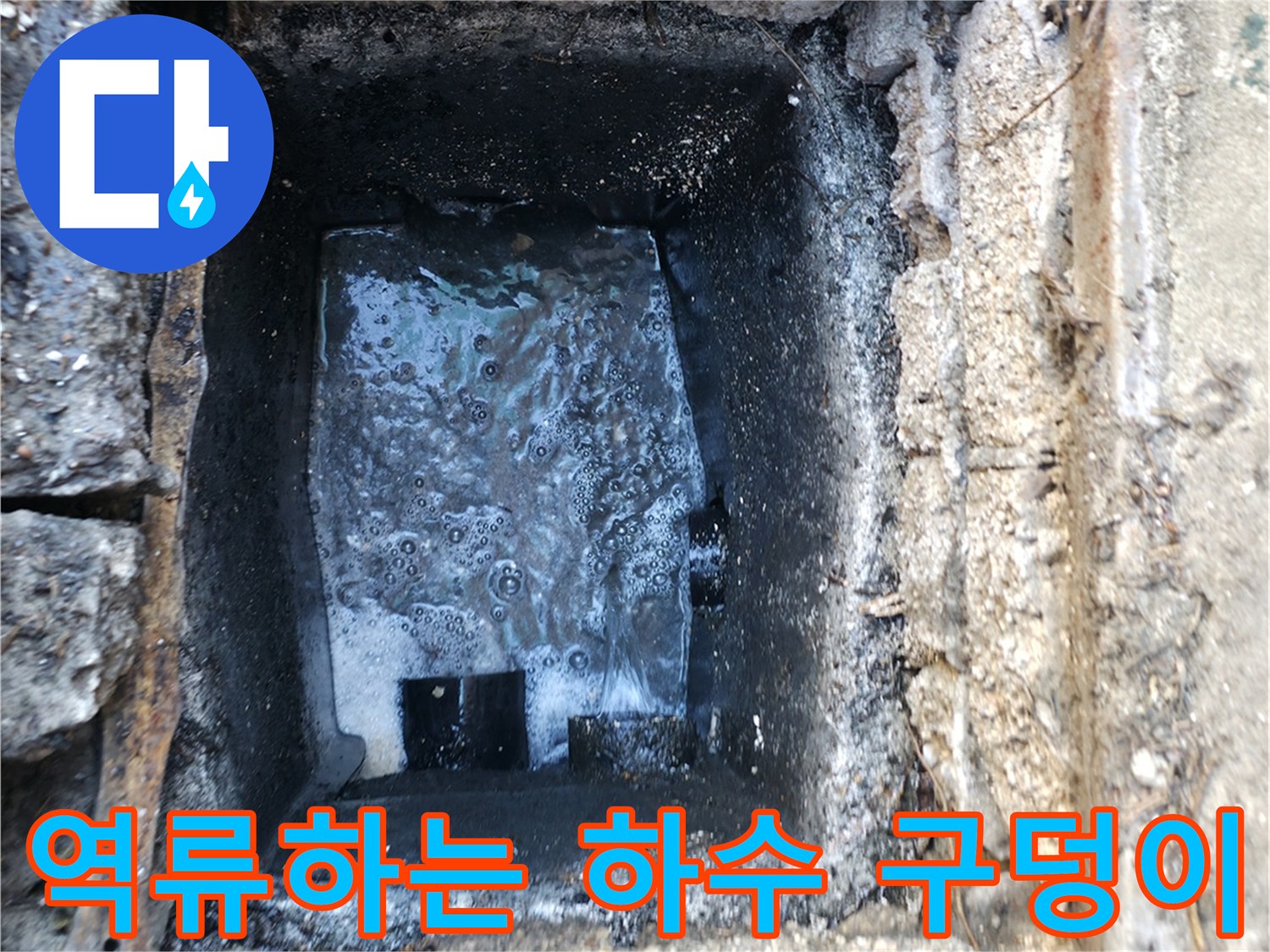강북구 반지하 현장-오수가 역류하여 차오른 배관 내부 모습