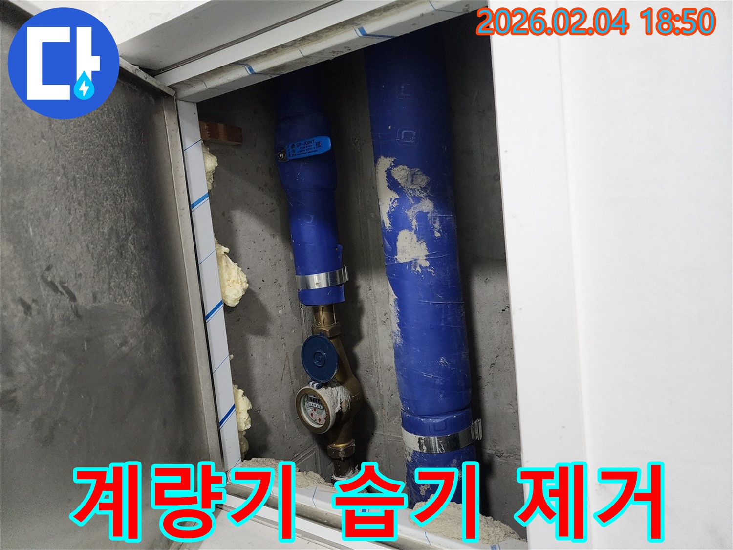 중구 흥인동 - 수도 계량기 주변 습기 제거 작업 진행