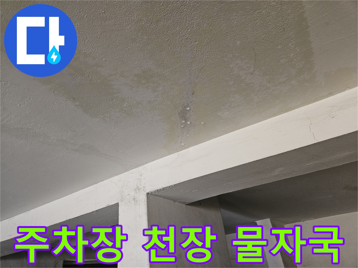 도봉구 빌라 주차장-천장에 발생한 넓은 물자국과 습기 상태