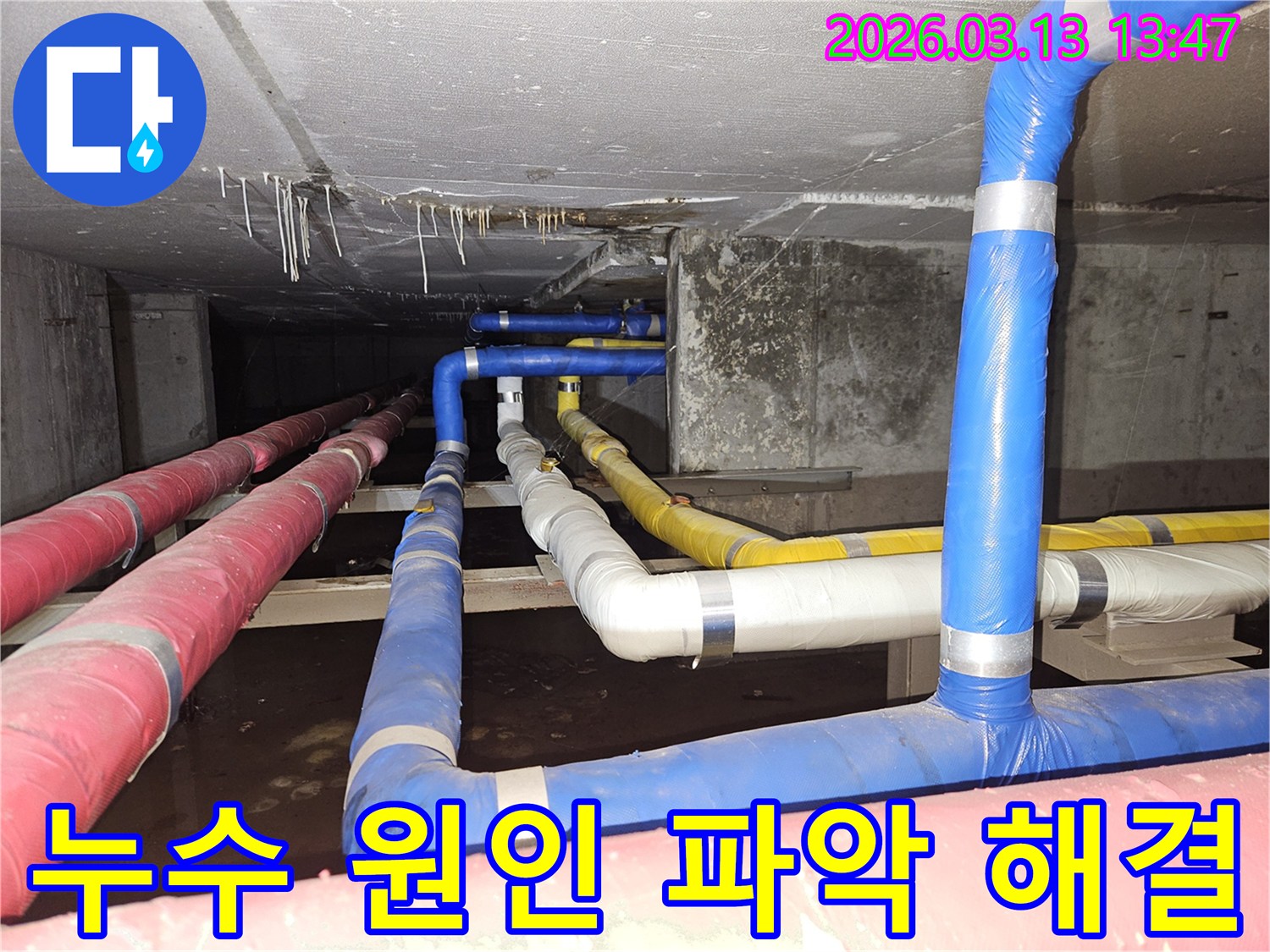 천장-아래-복잡하게-설치된-배관들에서-발생한-누수의-근본적인-원인을-파악하고-해결하는-전문가의-모습