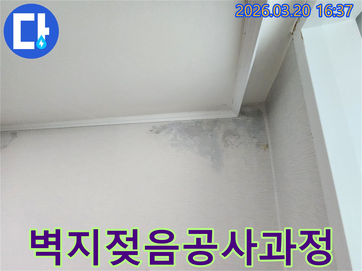 누수로-인해-벽지가-젖고-변색된-모습으로-누수-탐지-후-공사-과정-안내