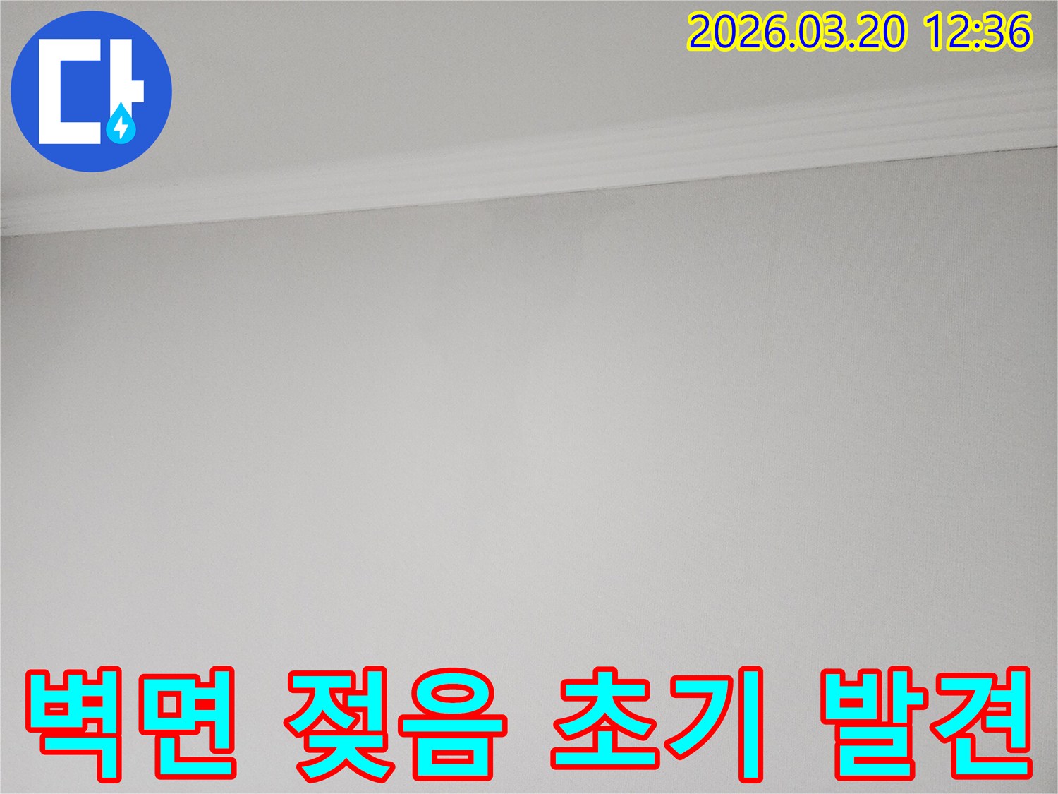 벽면-상단에-나타난-미세한-물기-스밈-현상-사진