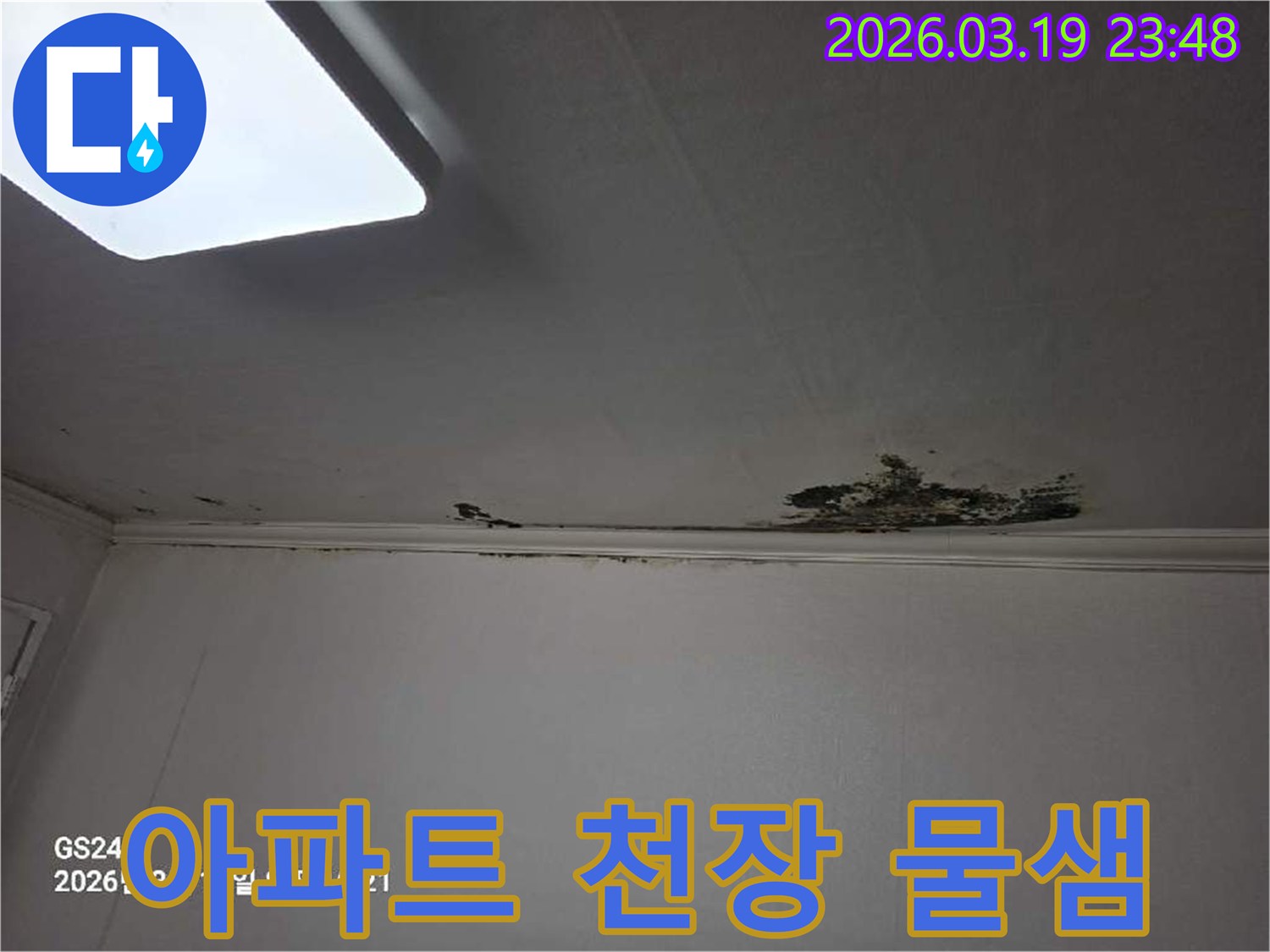 천장-모서리-부분에-물이-새어-들어-벽지가-젖고-손상된-모습을-보여주는-사진