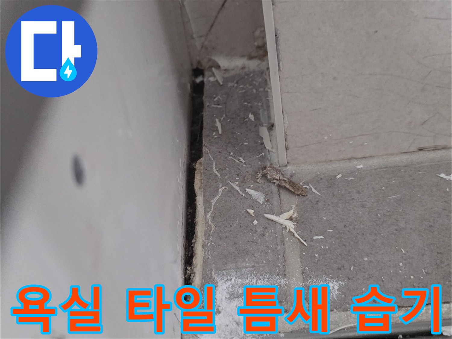 물기가 스며든 화장실 배수구 유가 주변 타일 틈새