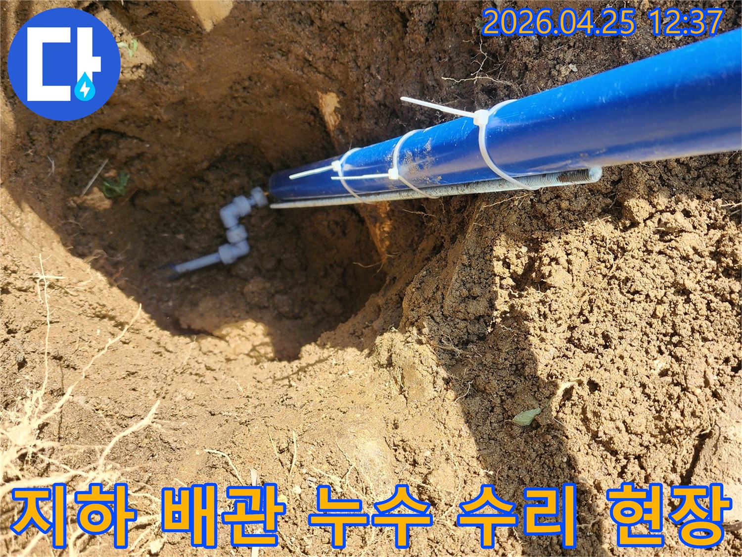 누수 엔지니어가-땅속에-매립된-배관의-누수 지점을-발견하고-새로운 배관으로-교체하는-작업을-꼼꼼히-진행하고-있습니다