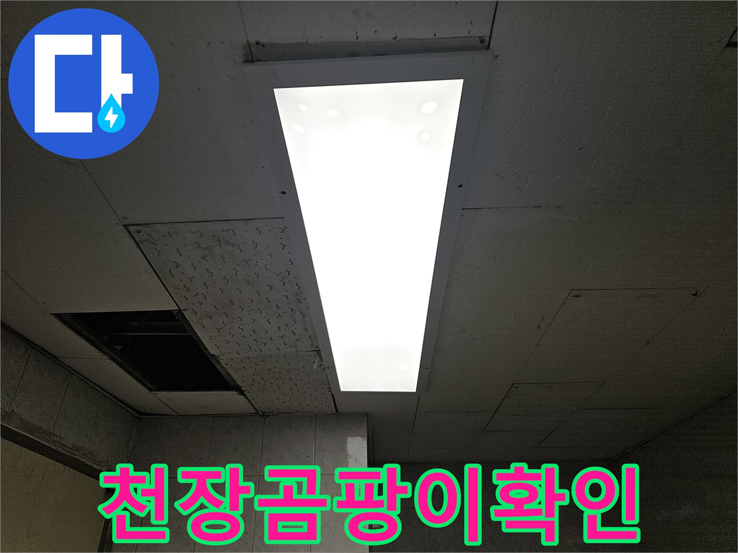 누수-엔지니어가-천장-누수-원인을-찾기-위해-점검구를-열어-내부-곰팡이-발생-여부를-확인하는-모습