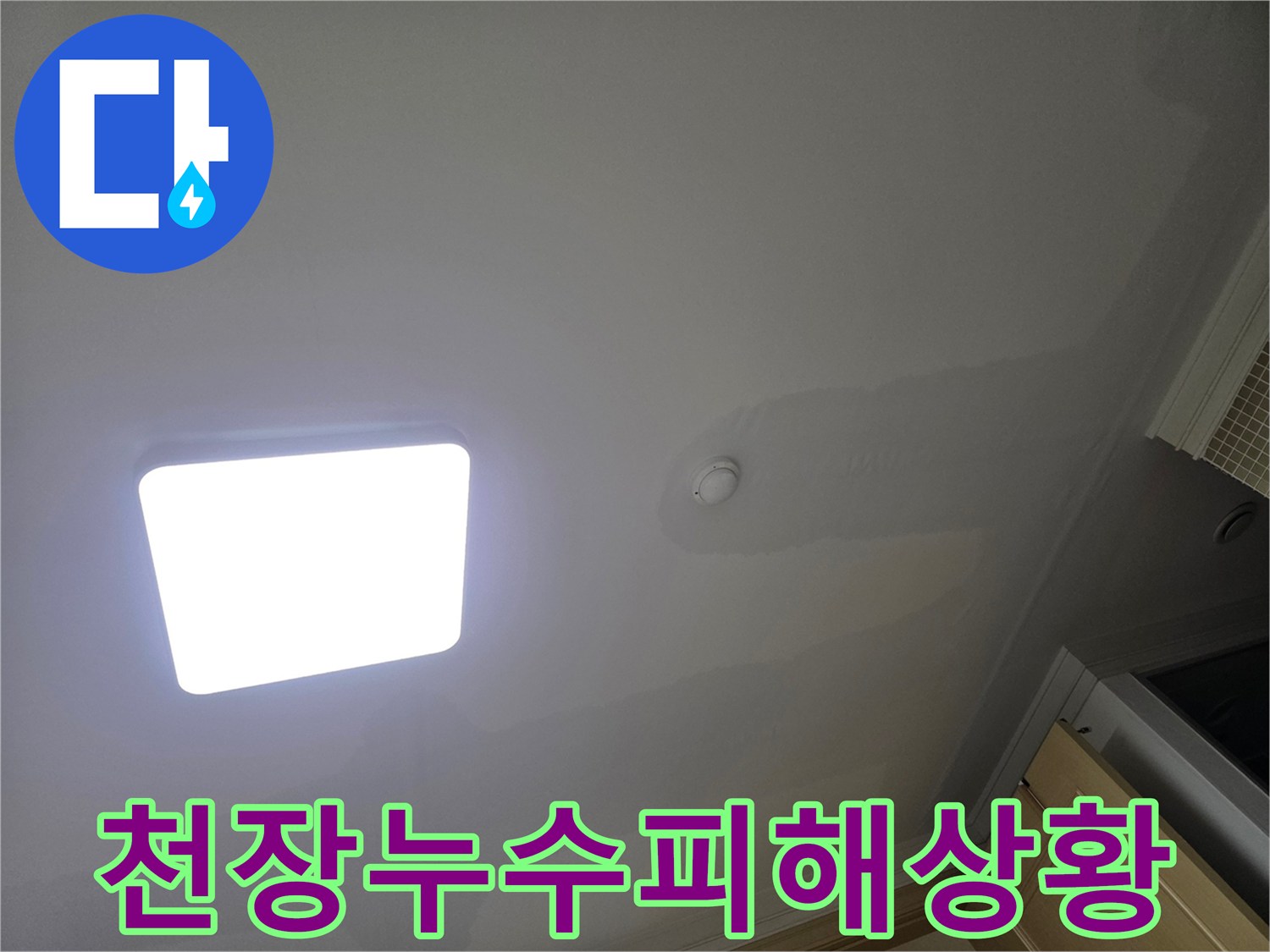 아파트 천장에 물이 새어 생긴-불규칙한 형태의 물자국과 변색