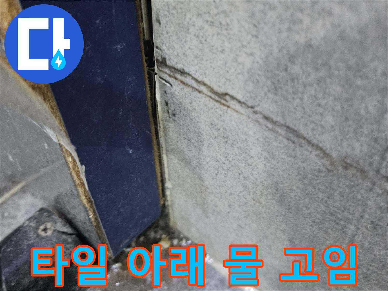 욕실-타일-아래로-물이-스며들어-고여-있는-누수-현상-사진