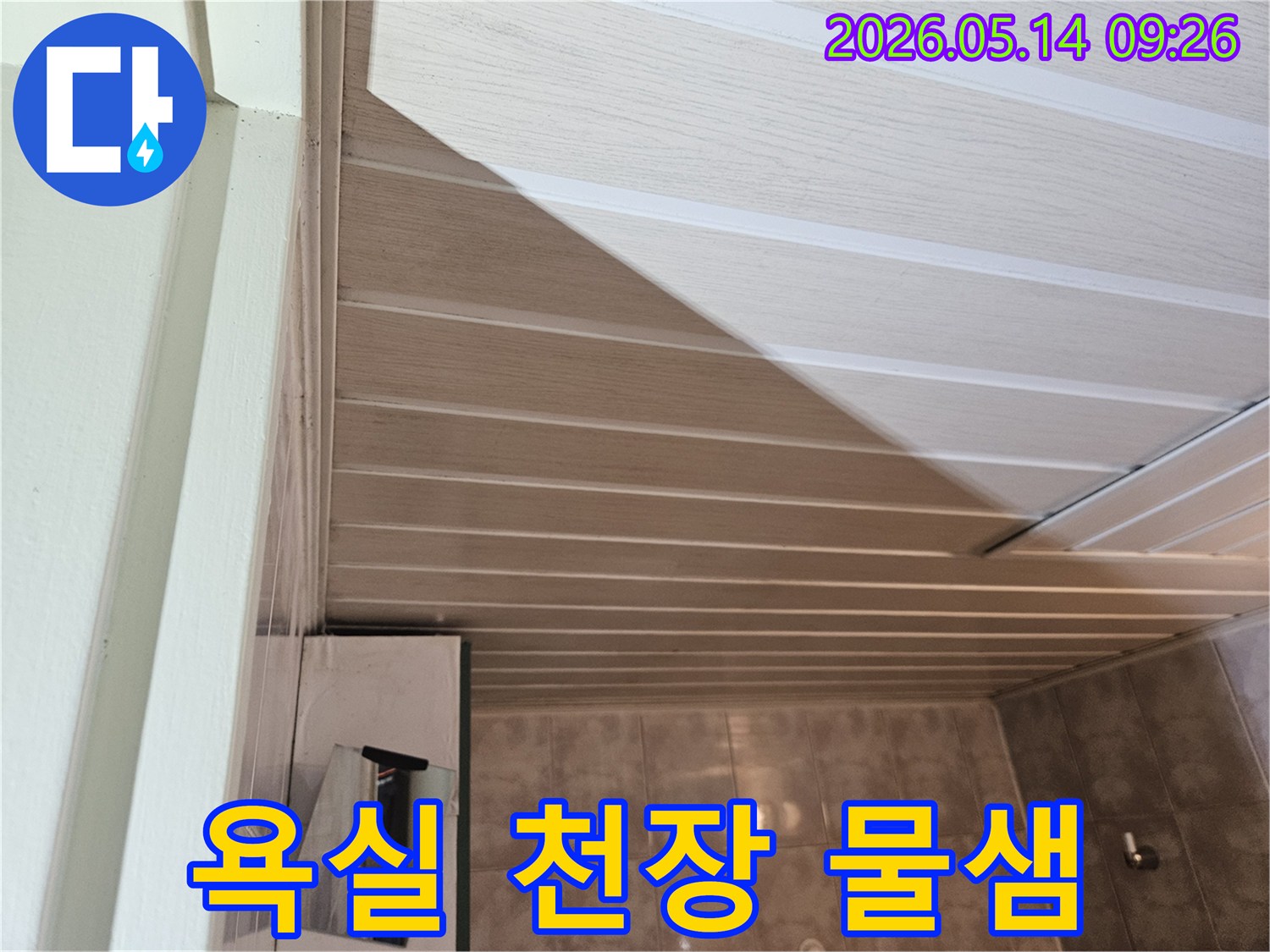 욕실 천장-누수의-심각성을-보여주는-물자국과-곰팡이-발생-현장입니다.
