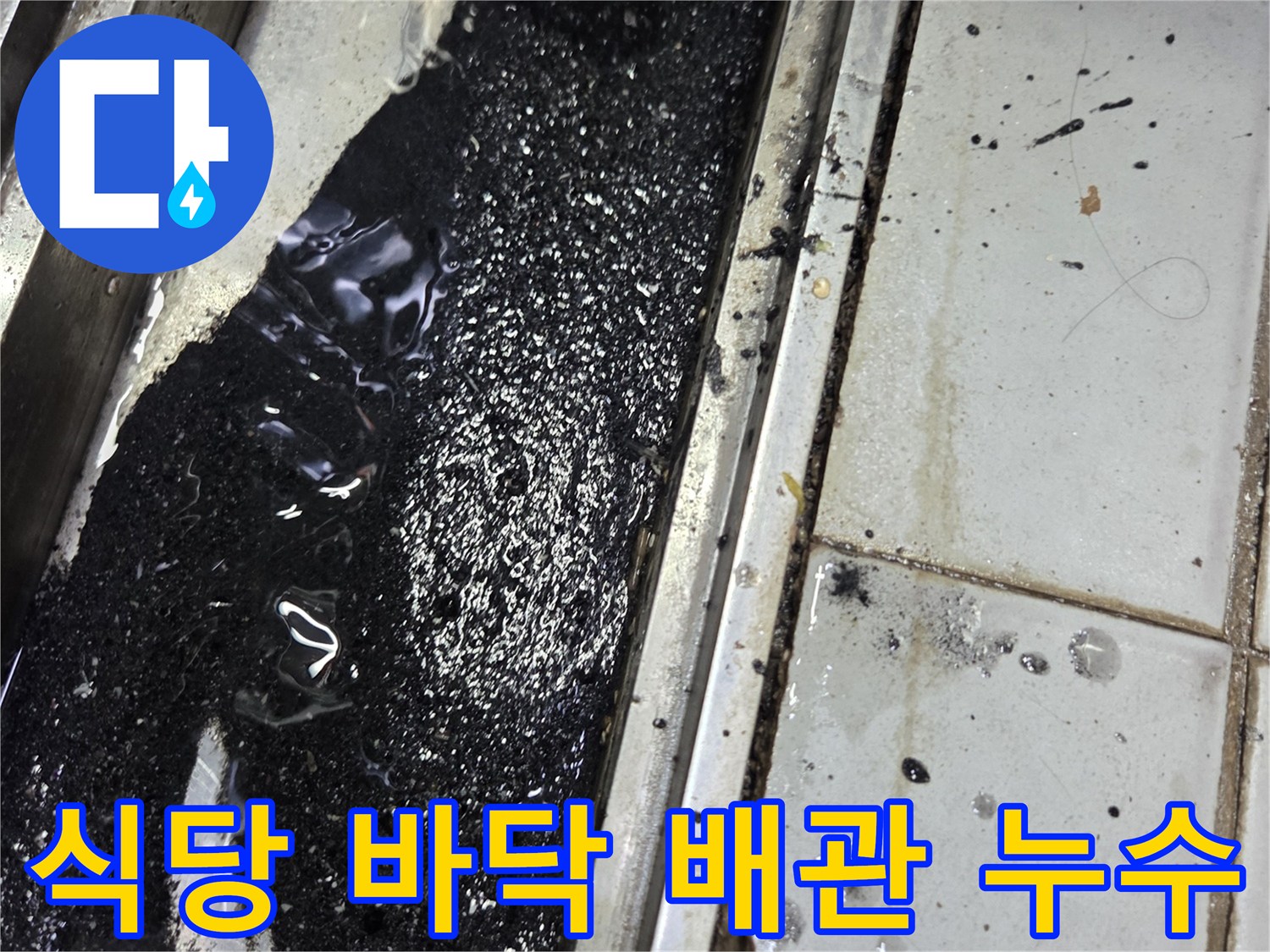 도봉구 식당 내부-하수 배관 주변의 검은 오염물과 누수 흔적