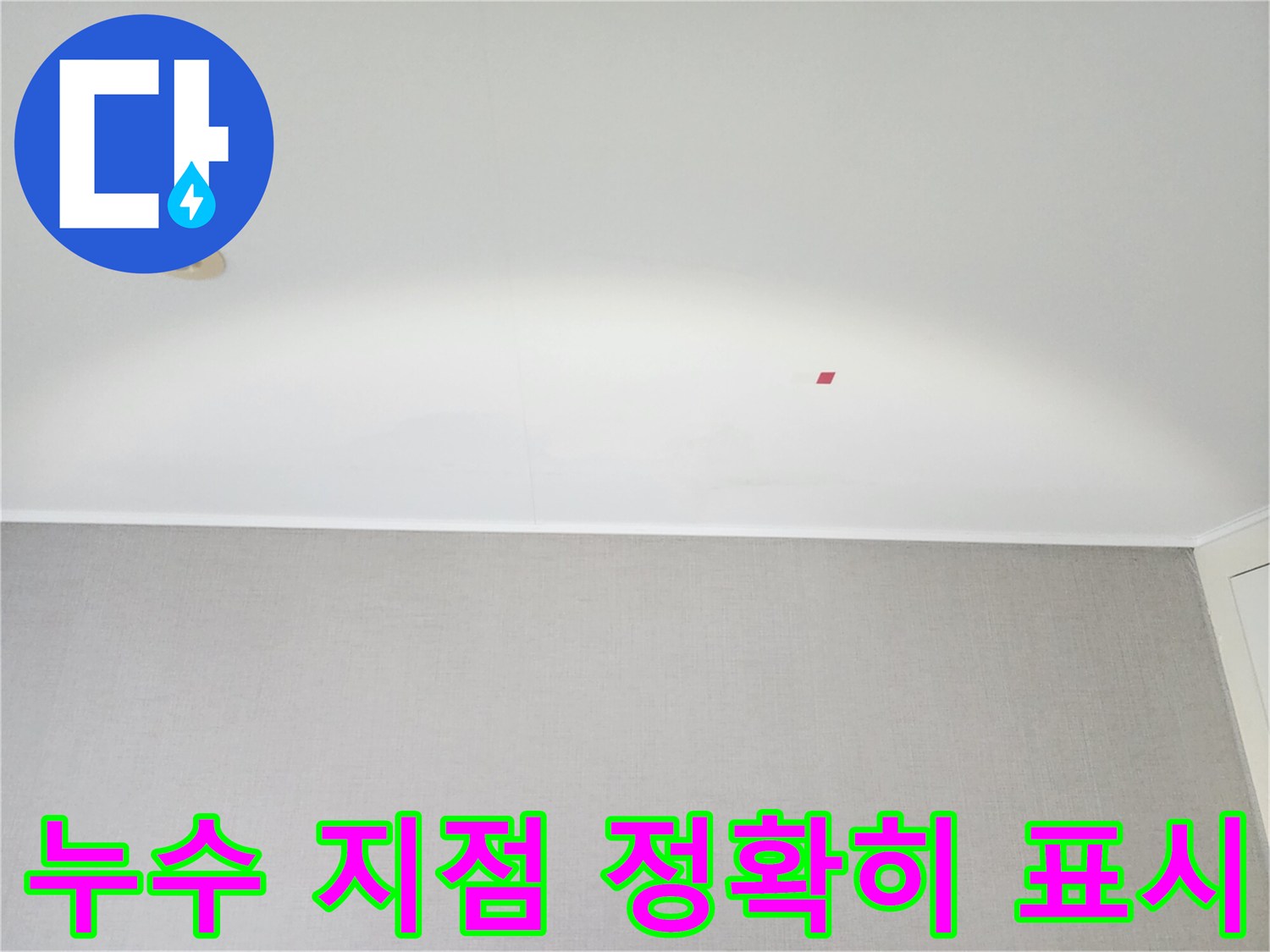 천장-누수-지점을-정확히-표시하여-수리-계획을-세우는-모습