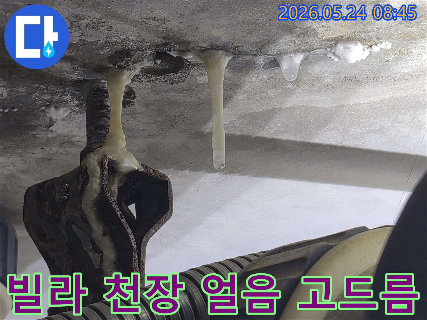 하안동-빌라-천장에서-겨울철-동파로-인해-물이-새어-얼음-고드름이-맺힌-상황