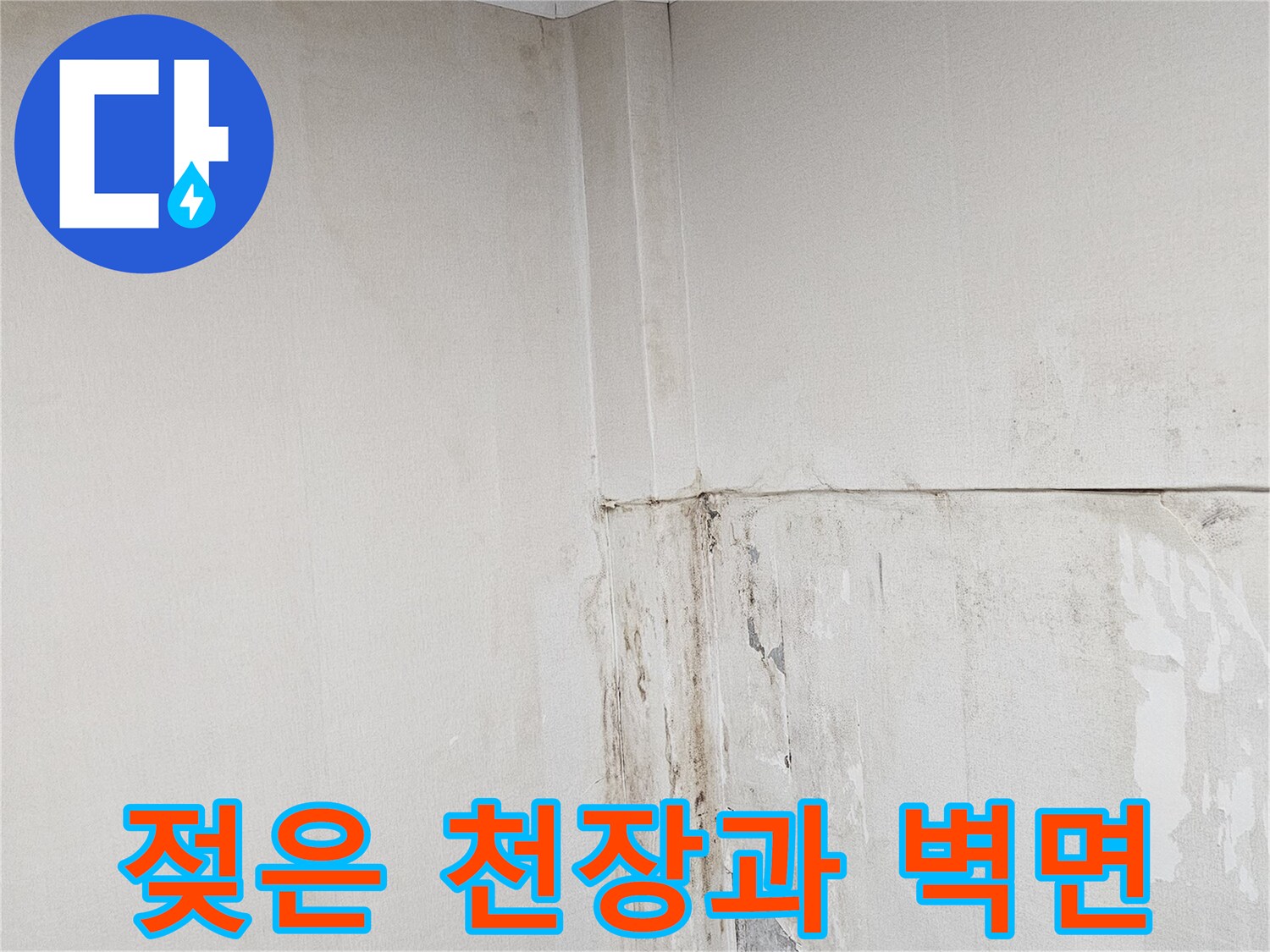 용인 수지 상가-물샘으로 인한 천장 오염 상태