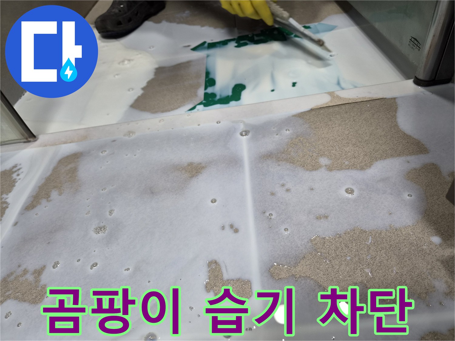 누수로-인한-곰팡이와-습기-발생을-막기-위해-방수액을-꼼꼼하게-도포하는-작업