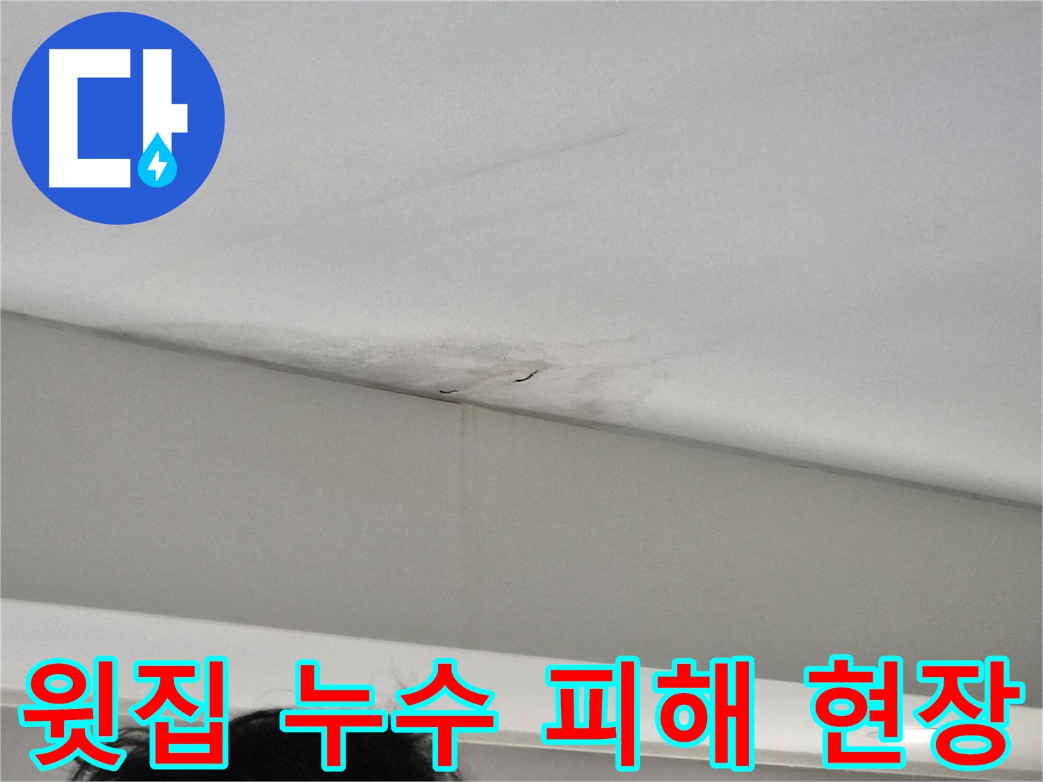 윗집-누수로-인해-천장에-생긴-물자국과-곰팡이-흔적을-담은-이미지