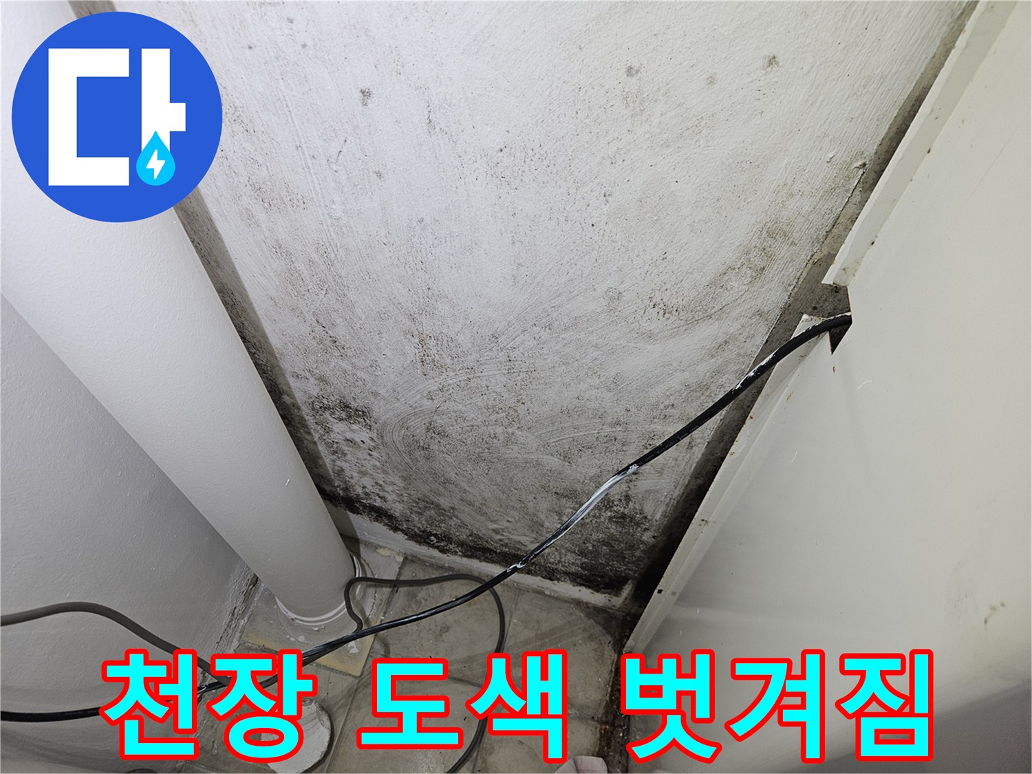 습기로 인해 도색이 들뜨고 벗겨진 아파트 베란다 천장