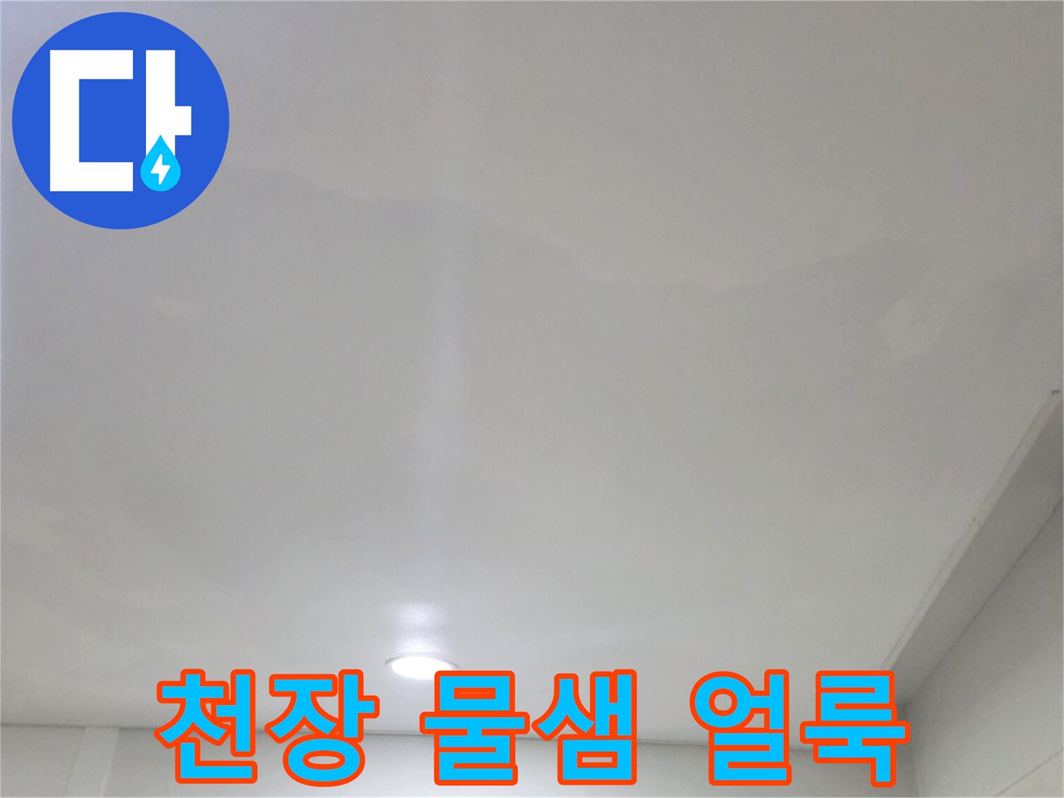 일산서구 아파트 거실 천장지의 누수 흔적 및 변색 상태