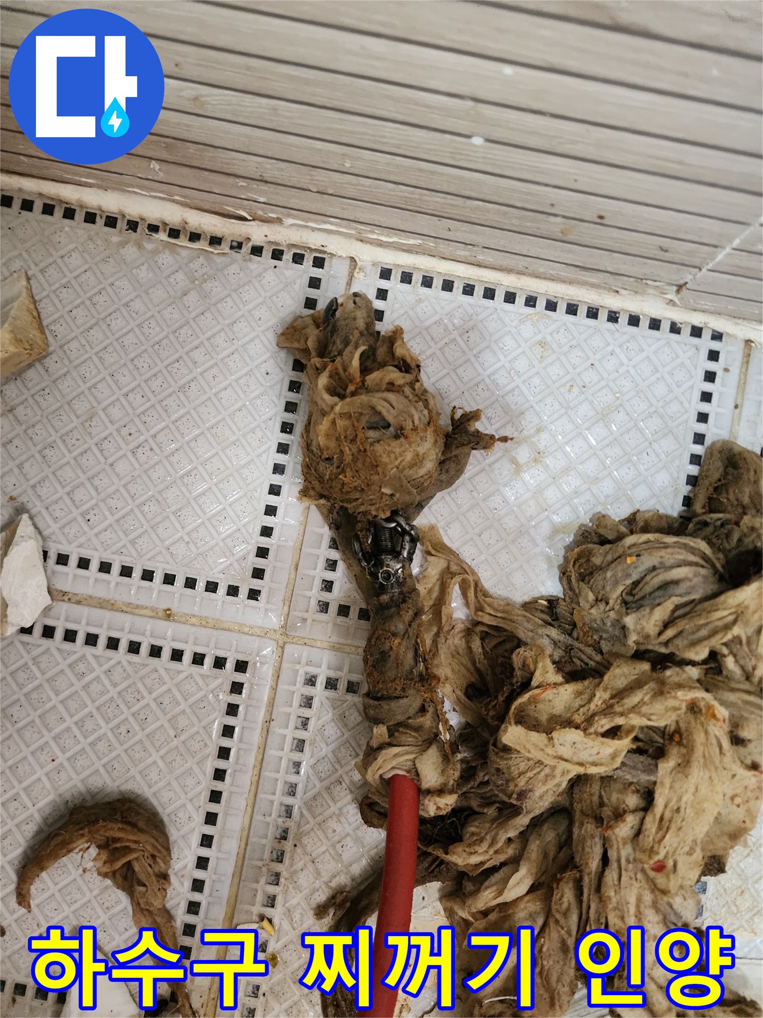 배관 통로를 막고 있던 대량의 머리카락과 슬러지 덩어리
