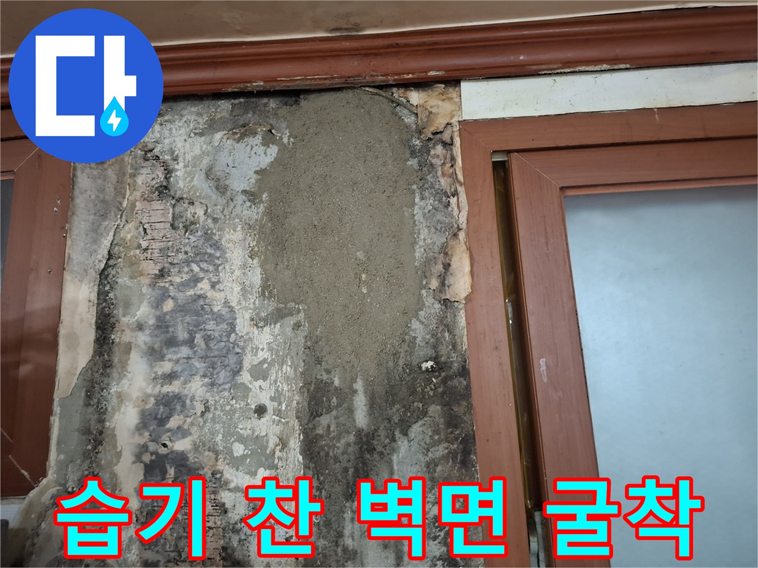 벽체 내부의 습기와 손상된 마감재 상태