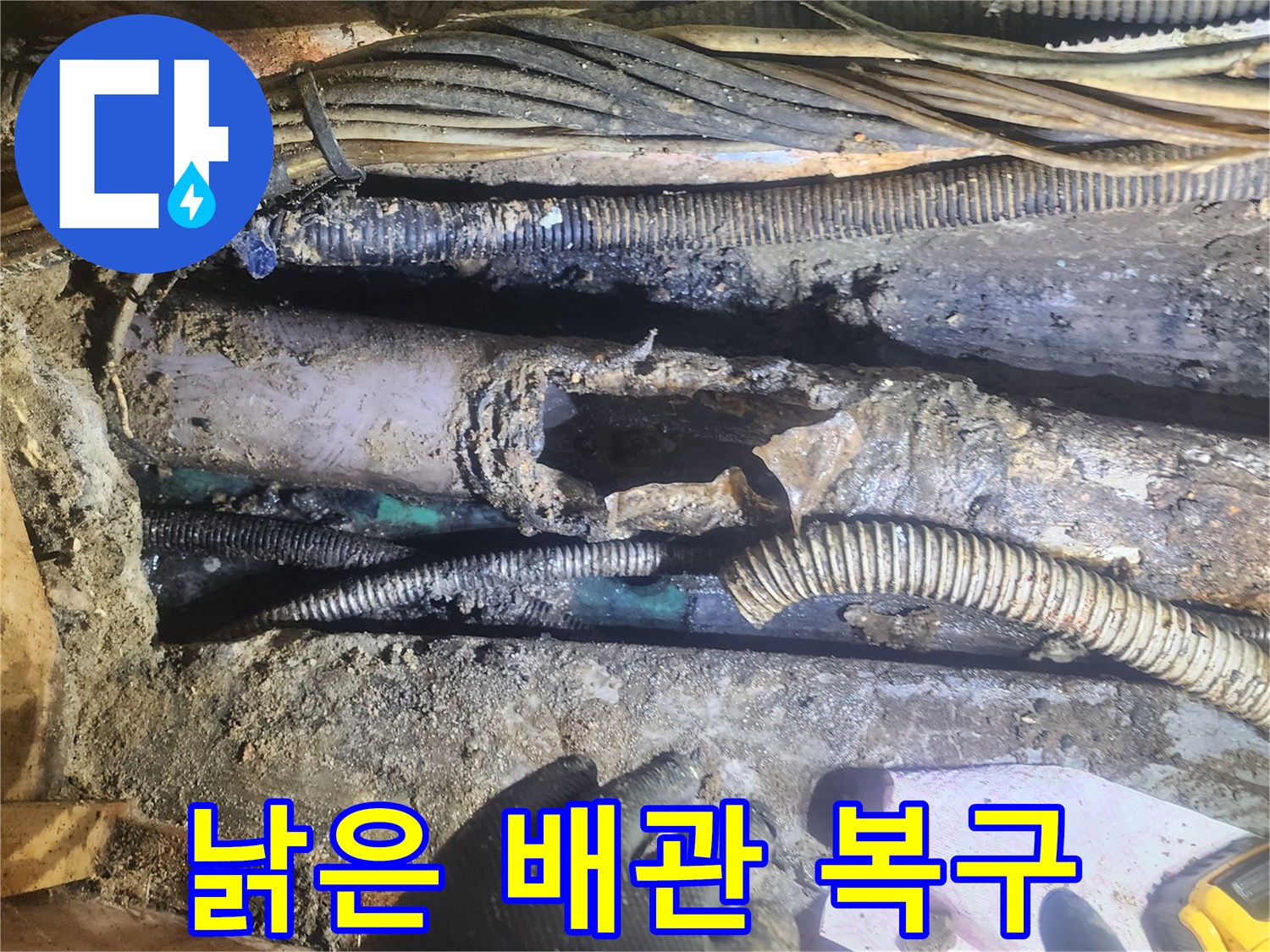 오랜-세월로-낡아-파손된-배관에서-누수가-발생한-현장을-전문가가-꼼꼼히-점검하며-완벽한-복구를-준비하는-모습