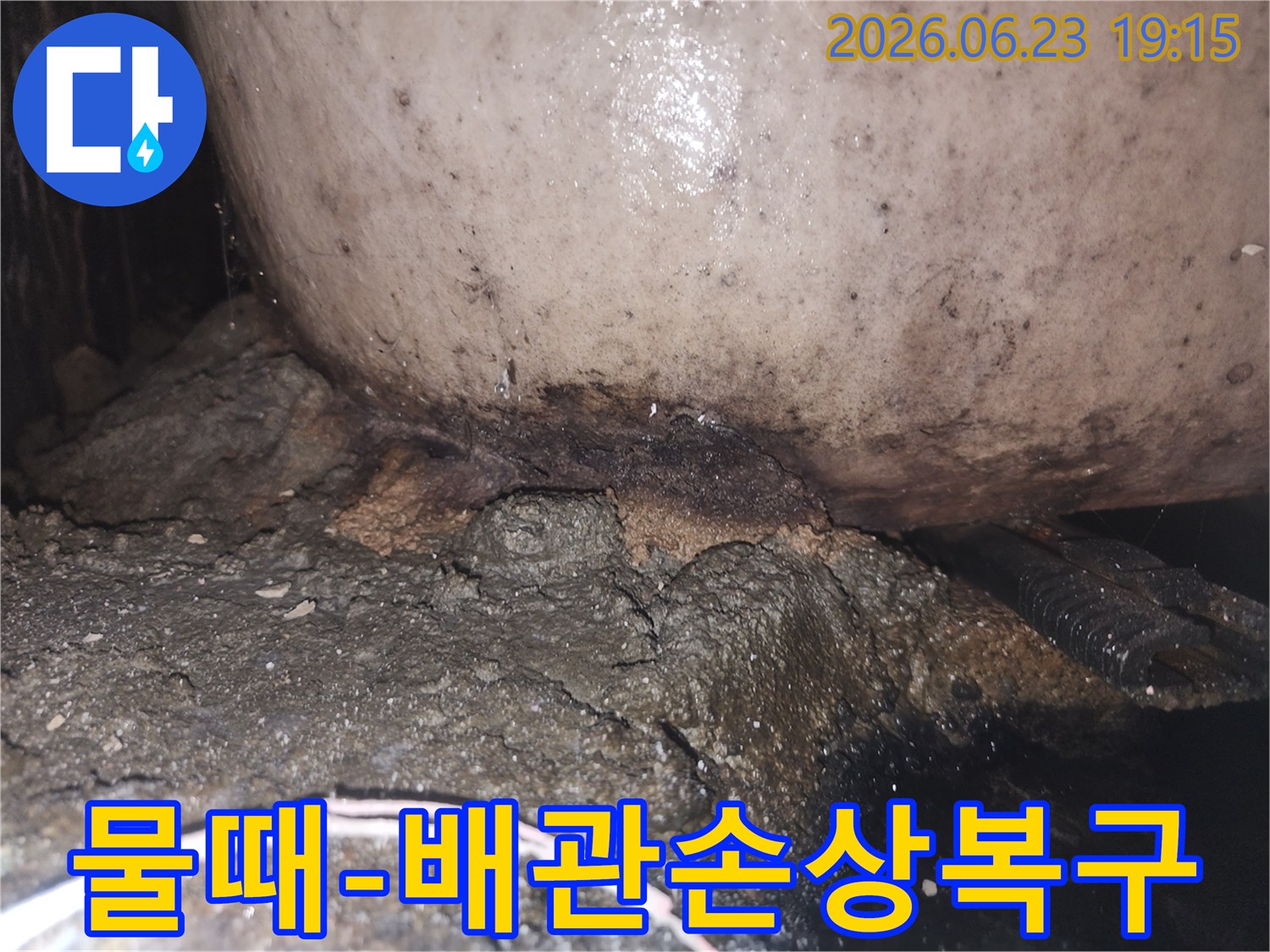 누수 지점에서 발생한 곰팡이와 물때-그리고 부식된 배관의 심각한 상태