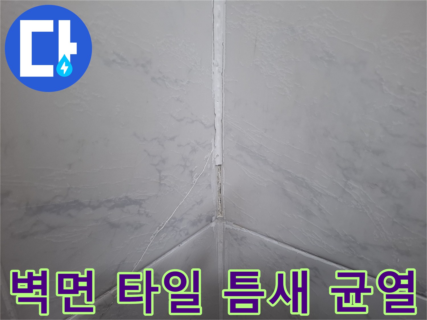 지하층 벽면-타일 사이 벌어진 균열 부위 촬영