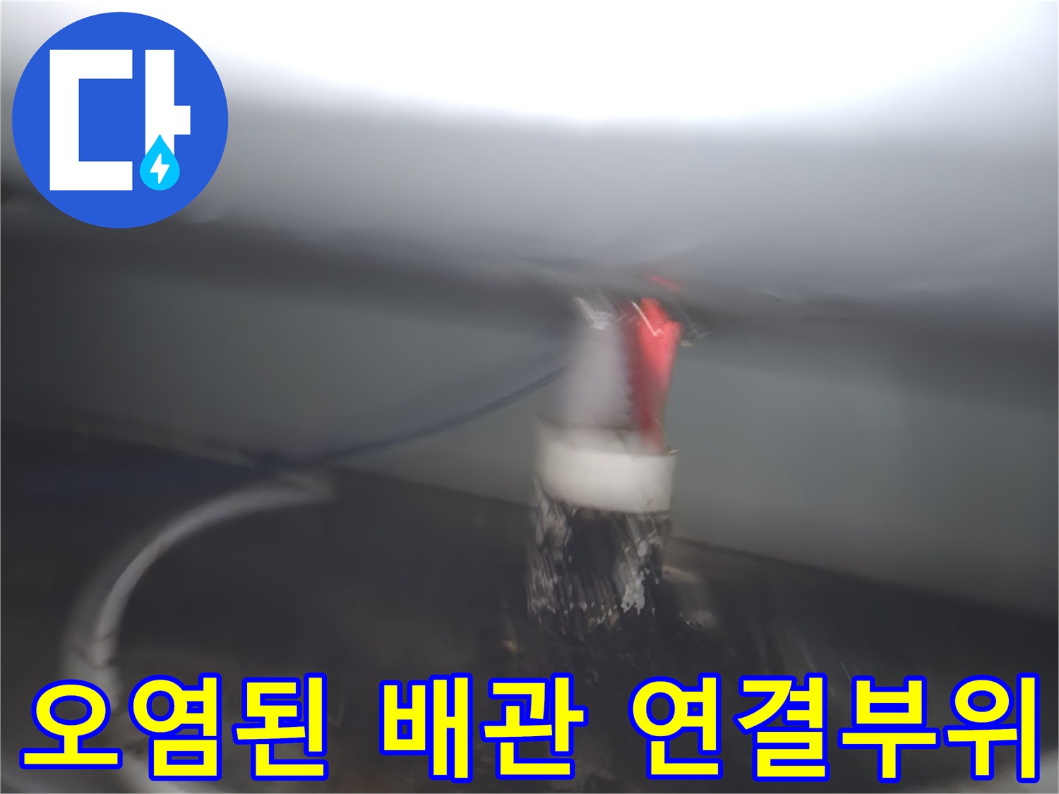 싱크대 하수구-연결 지점의 오염과 습기 상태