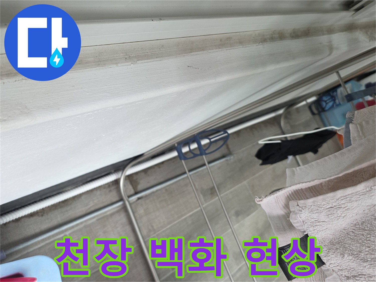 아파트 천장 슬래브에 발생한 하얀색 백화 현상
