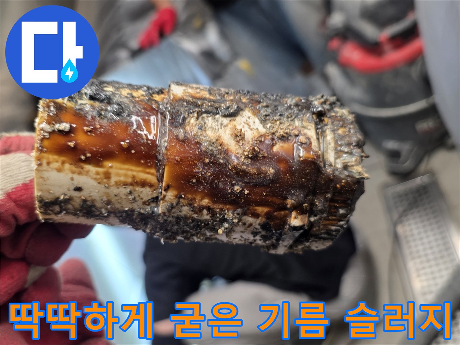 배수관-내부에서-추출된-기름-찌꺼기-덩어리