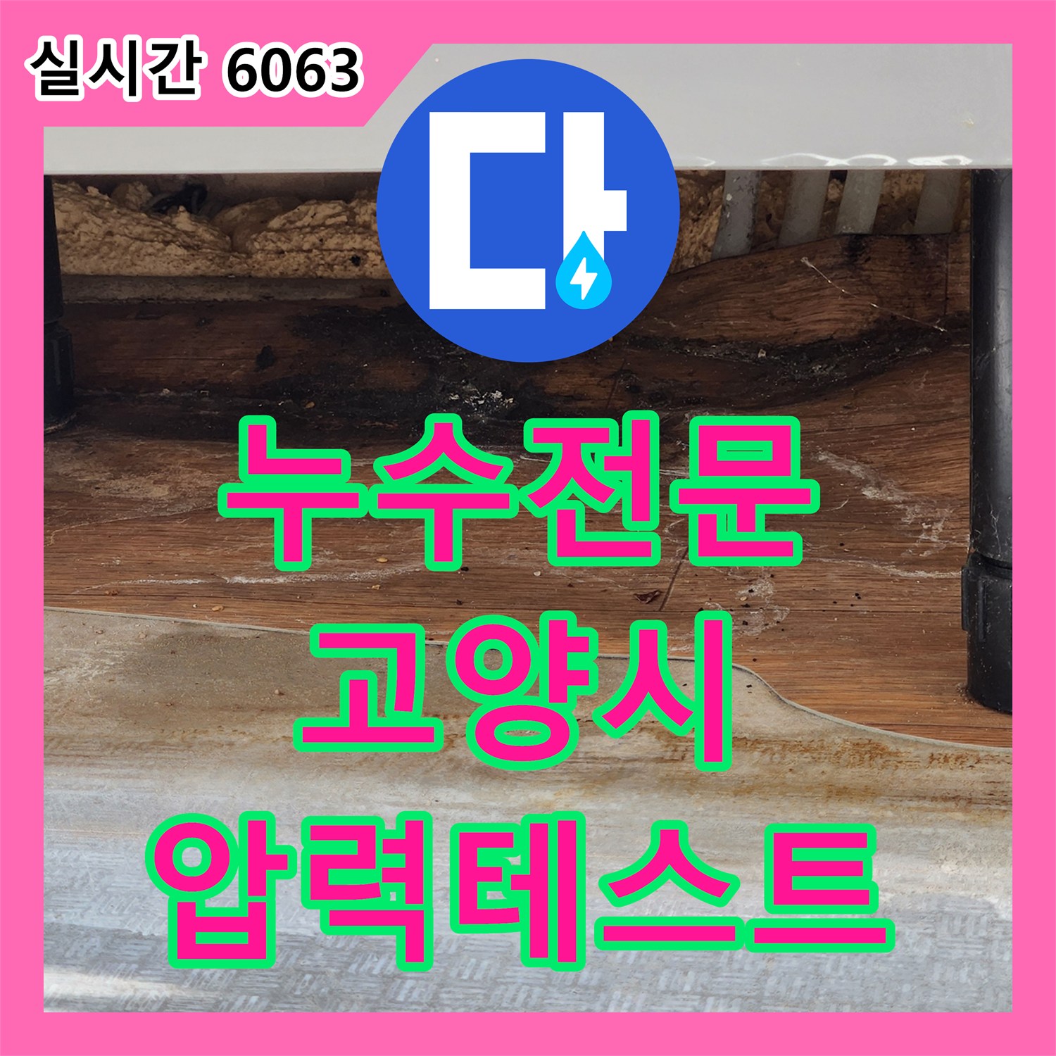 누수전문 동파로 인해 부엌까지 번진 누수를 잡기 위한 압력 테스트 및 진단 경기 고양시 덕양구