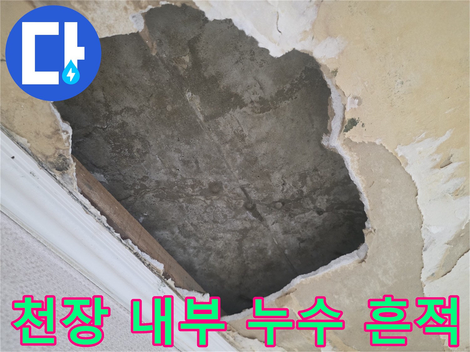 콘크리트 슬래브에 나타난 습기 및 오염
