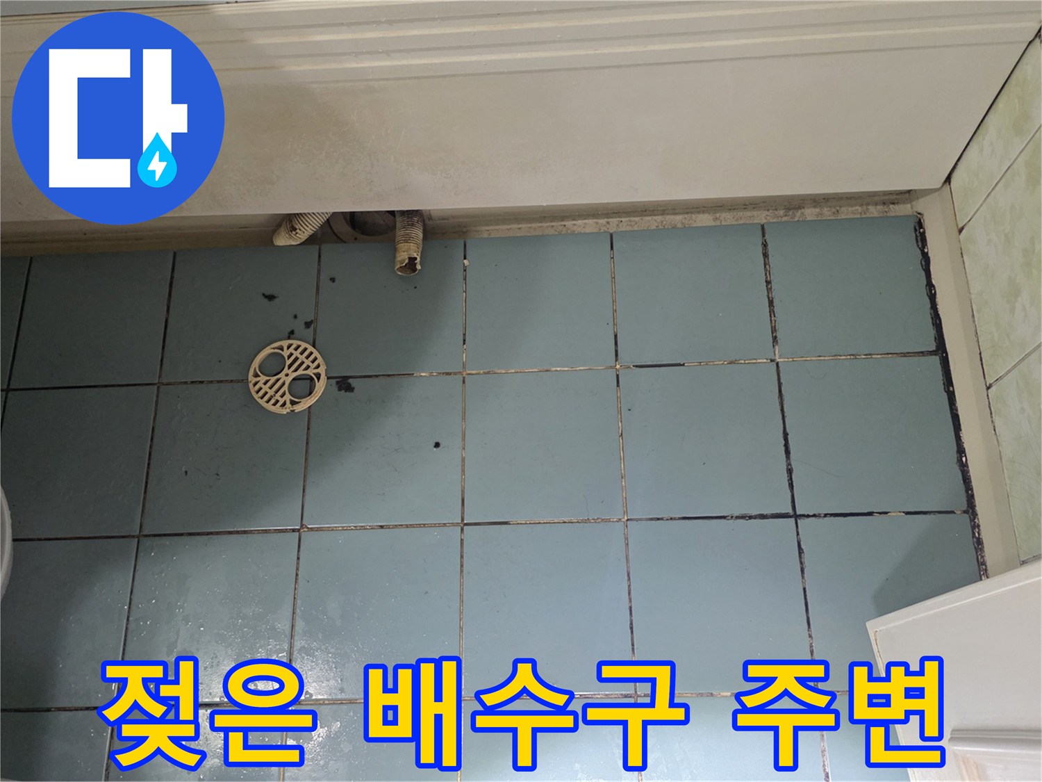 화장실-배수구-주변의-습윤한-상태와-오염된-타일