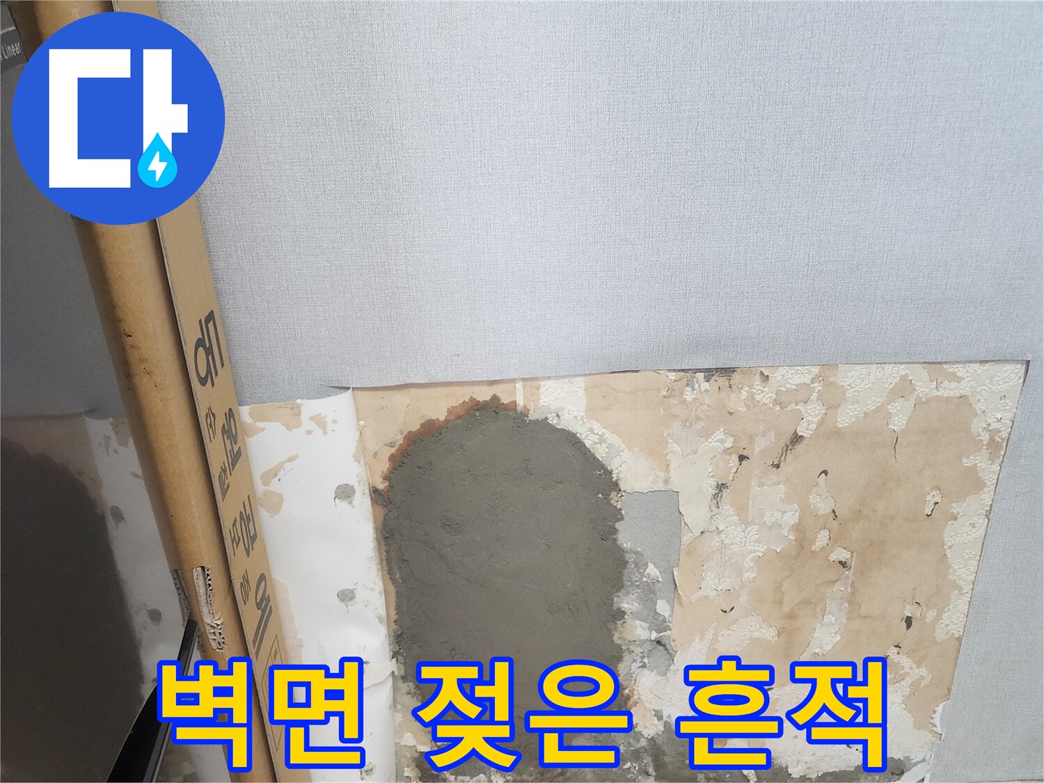 양천구 현장-벽지 뒤쪽의 습기 머금은 미장 부위