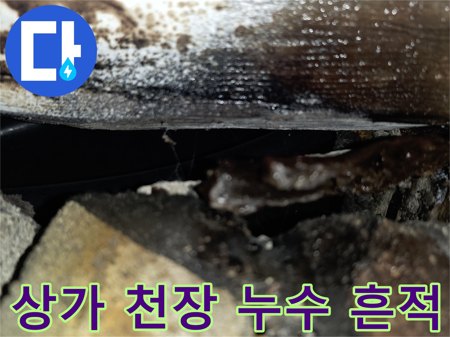 분당 수내동 상가 천장-배관 주변의 오염된 상태