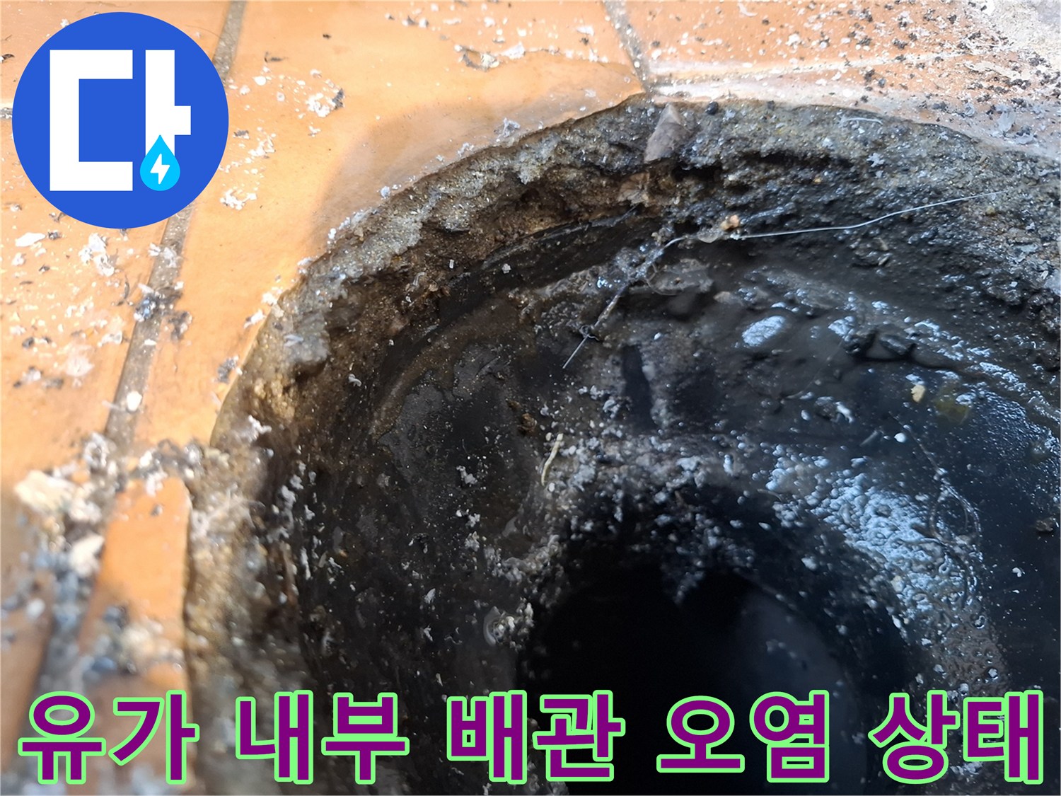 배수구-내부-배관-연결부의-틈새와-축축한-오염상태
