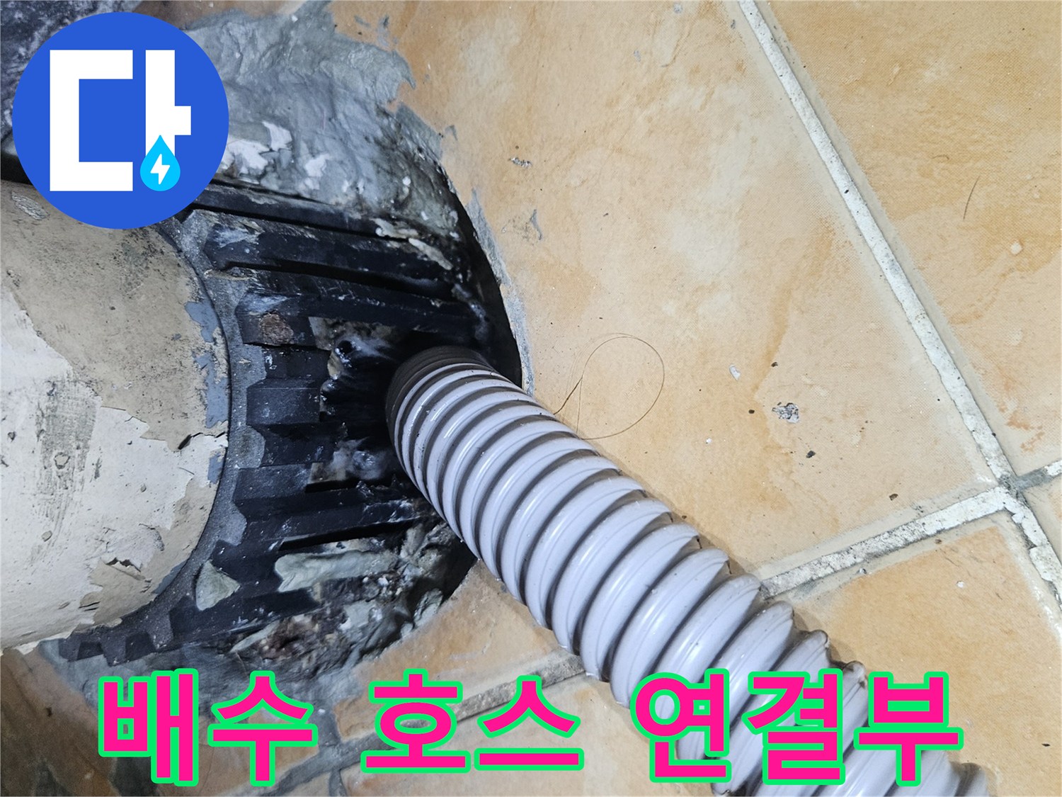 세탁기-주름관-호스와-바닥-하수구-유가-접합-부위-상태