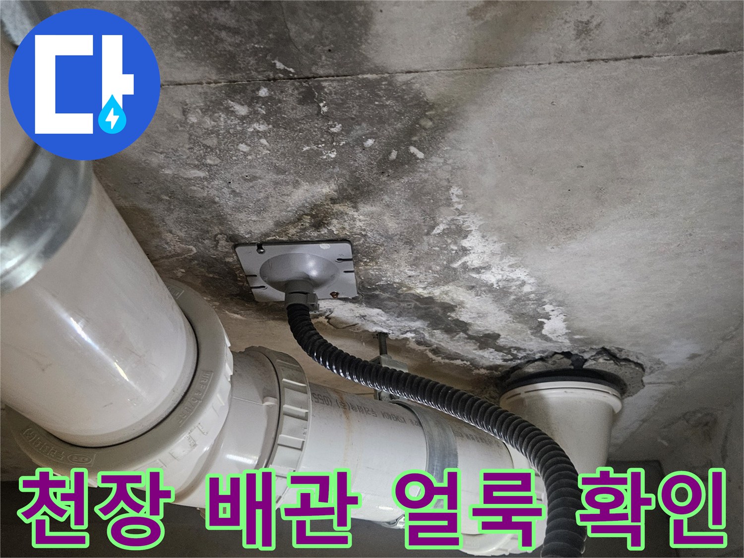 고양시 덕양구-화장실 천장 배관 주변의 습기와 얼룩 상태