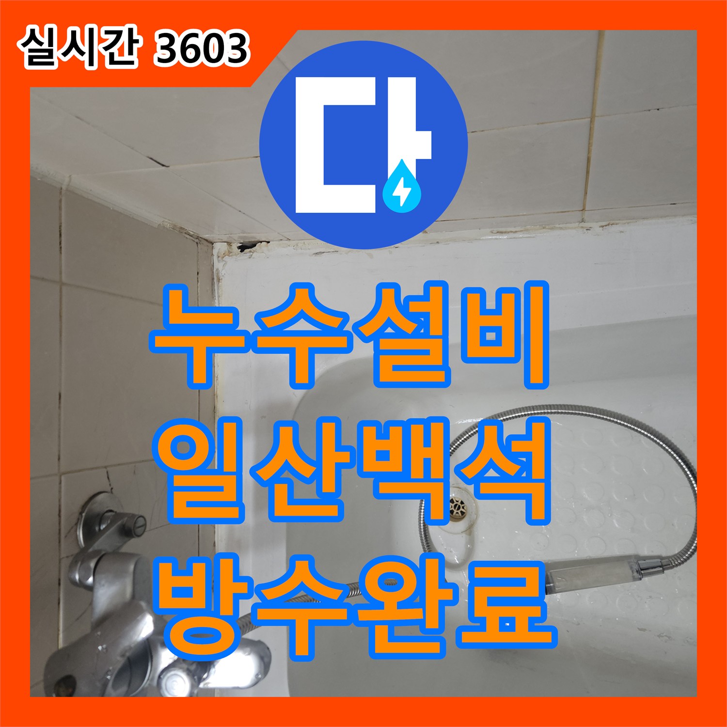 누수설비 욕조 및 배수구 주변 방수 결함으로 인한 누수 지점을 찾아 보강한 경기 고양시 일산동구 백석동 현장