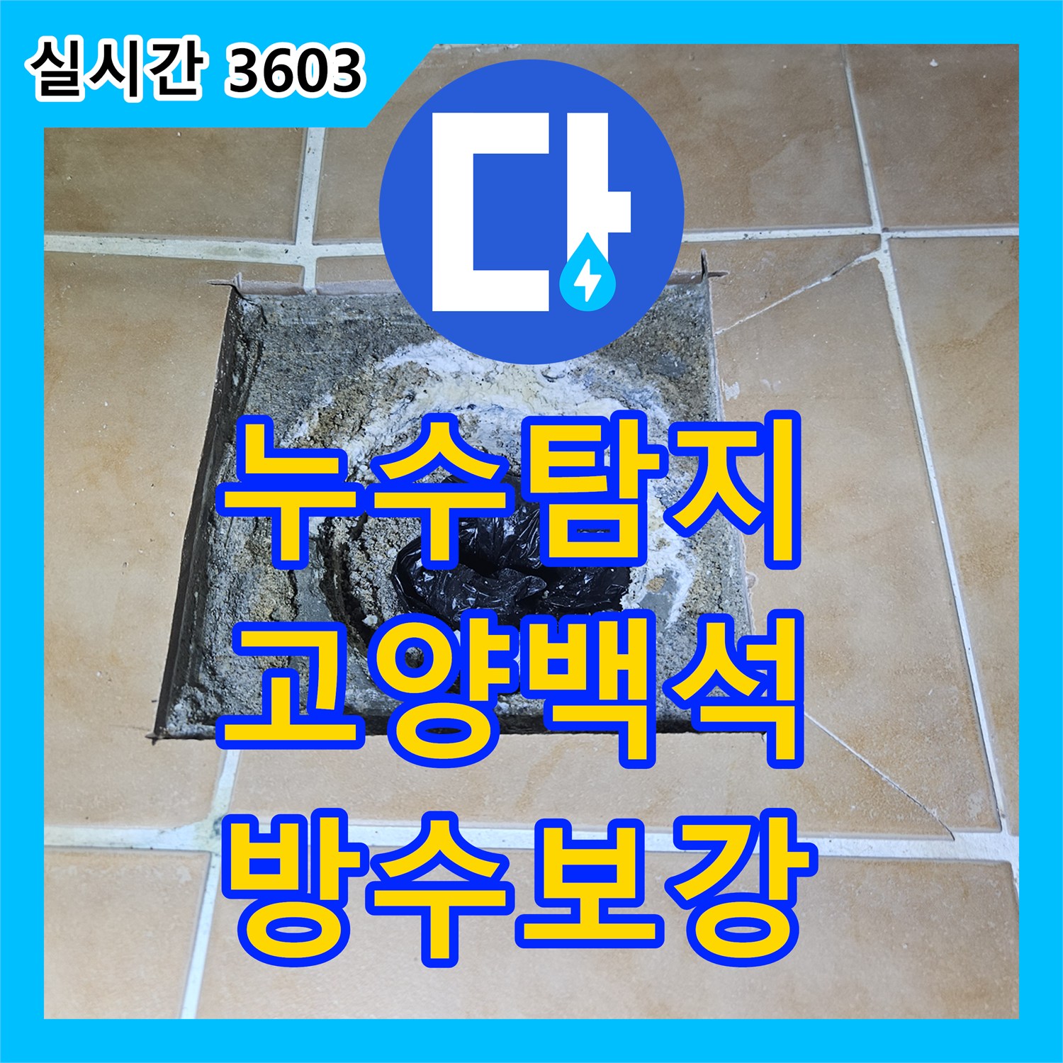 누수탐지 욕실 바닥 유가 주변의 방수층 결함을 찾아내어 정밀 보강 공사를 진행한 경기 고양시 일산동구 백석동 현장입니다
