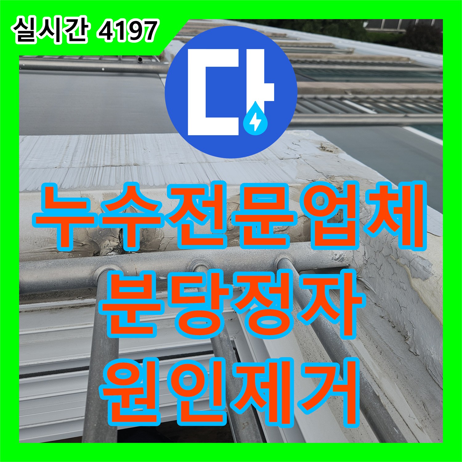 누수전문업체 우수관 방수 이력 후 재발한 베란다 누수의 원인을 외벽과 난간대 연결부에서 찾아 해결한 성남시 분당구 정자동