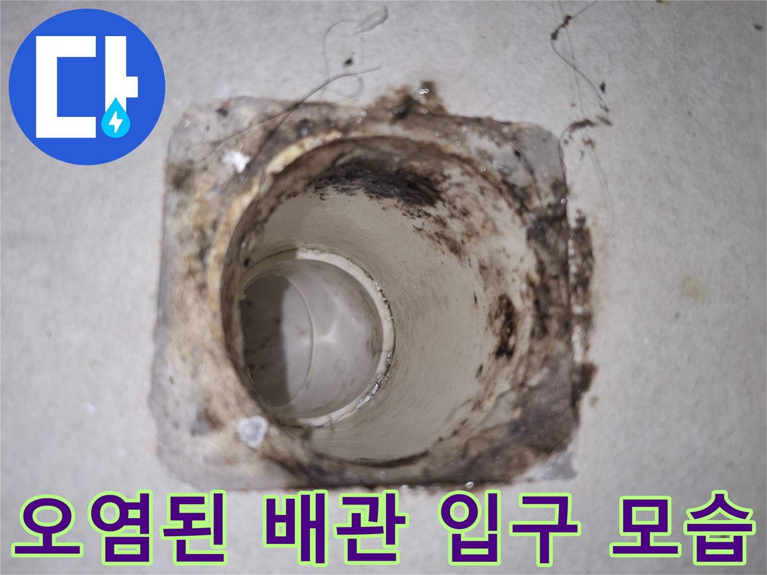 배수관-내부의-이물질과-주변-마감재의-노후화-상태