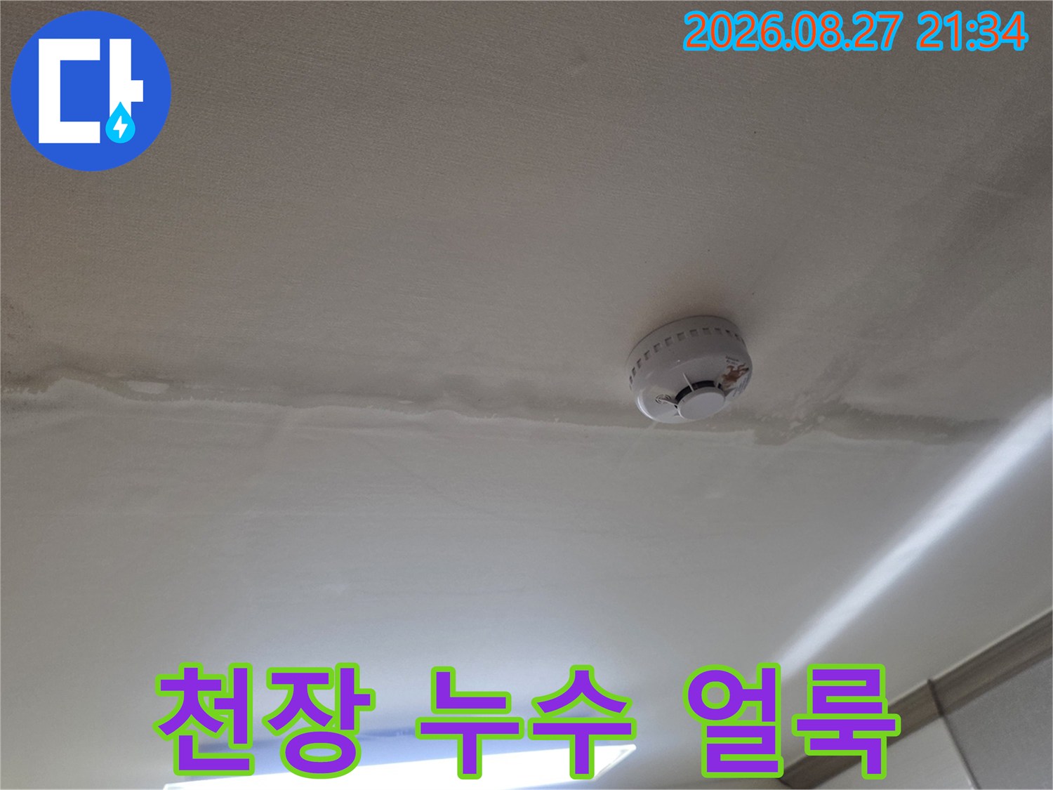 동두천 생연동 빌라 천장의 누수 흔적과 얼룩 상태