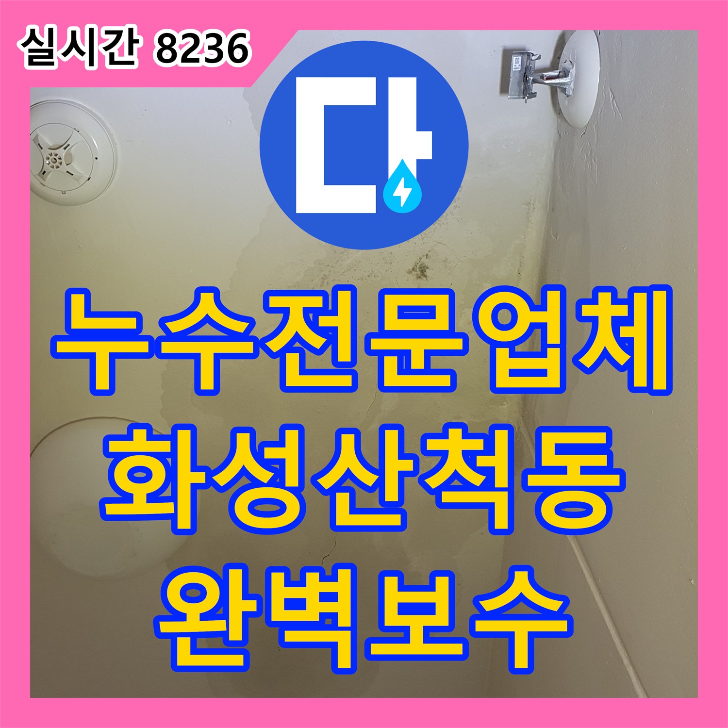 누수전문업체 세탁실 천장의 광범위한 오염과 물 고임 현상을 해결한 과정 경기 화성시 동탄구 산척동