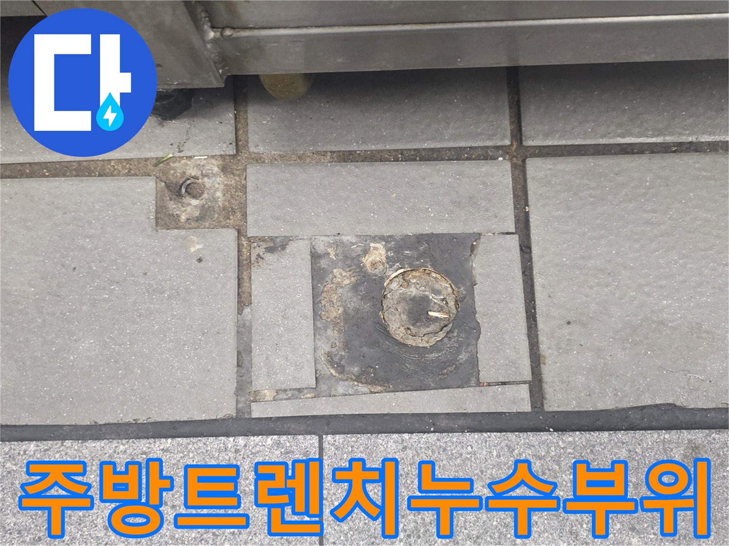 송도동 현장-배수구 주변의 타일 틈새와 오염된 배관 부근